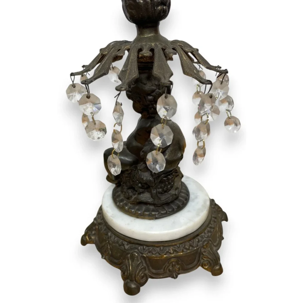 Vintage Loevsky & Loevsky Cherub Brass Table Lamp Base Marble Hollywood Regency